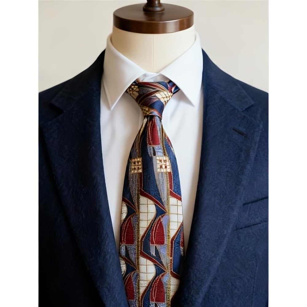 Macintosh Men's Silk Tie Geometric Pattern Classic Width Elegant Statement